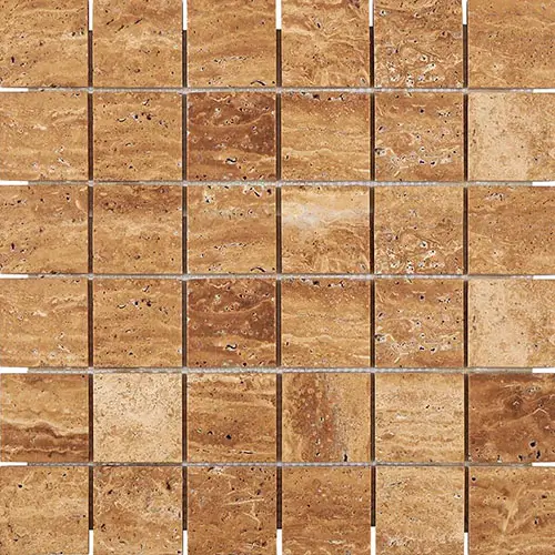 Noce Exotic Unfilled, Brushed & Straight-Edged 2" x 2" Mosaic