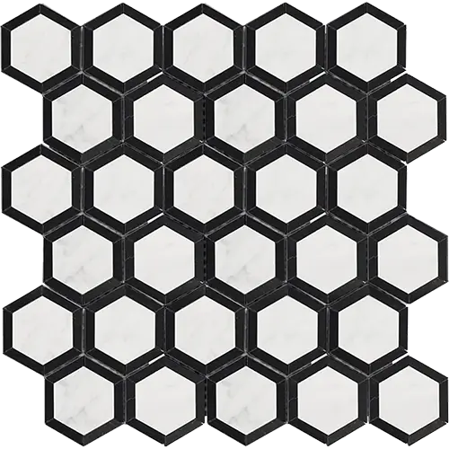 Oriental White 2" Vortex Hex w/ Black