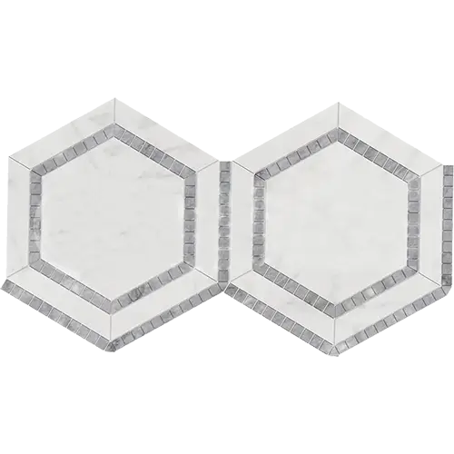 Oriental White 5" Hex Combination w/ Blue-Gray