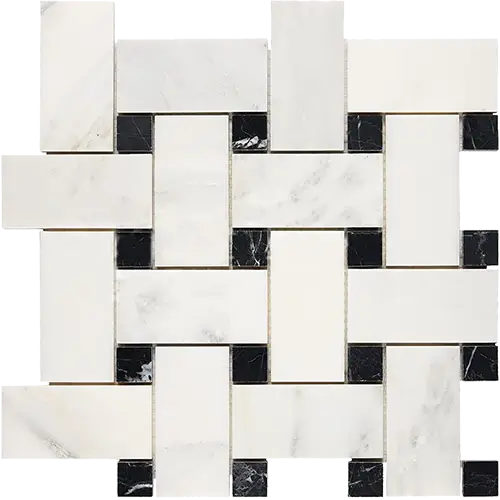 Oriental White Basketweave w/ Black Large