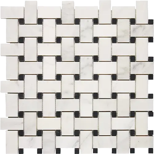 Oriental White Basketweave w/ Black
