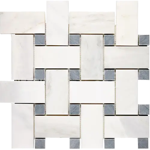 Oriental White Basketweave w/ Blue-Gray Large
