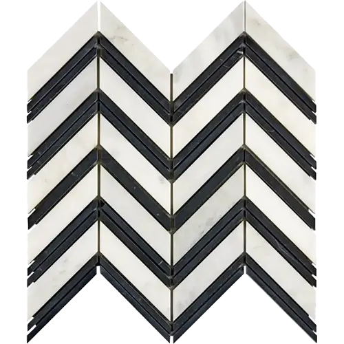 Oriental White Chevron w/ Oriental White / Black