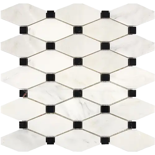 Oriental White Long Octagon w/ Black