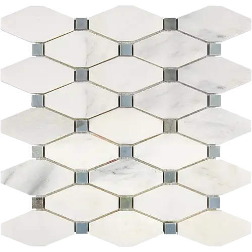 Oriental White Long Octagon w/ Blue-Gray