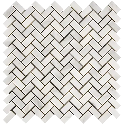 Oriental White Mini Herringbone