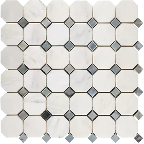 Oriental White Octagon w/ Blue-Gray