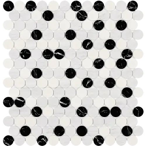 Oriental White Penny-Round Oriental White + Thassos + Black