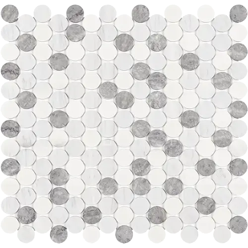 Oriental White Penny-Round Oriental White + Thassos + Blue