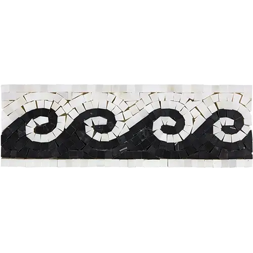 Oriental White Wave Border w/ Black Dots