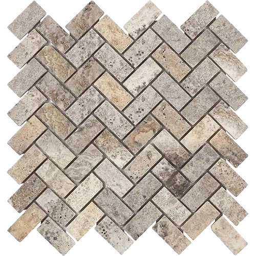 Silver Tumbled 1" x 2" Herringbone