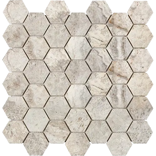 Silver Tumbled 2" Hex
