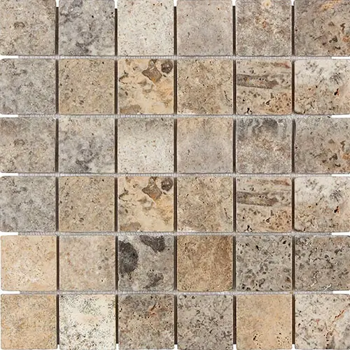 Silver Tumbled 2" x 2" Mosaic