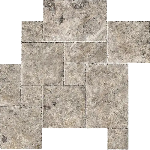 Silver Unfilled, Brushed & Chiseled Cross-cut Versailles Pattern