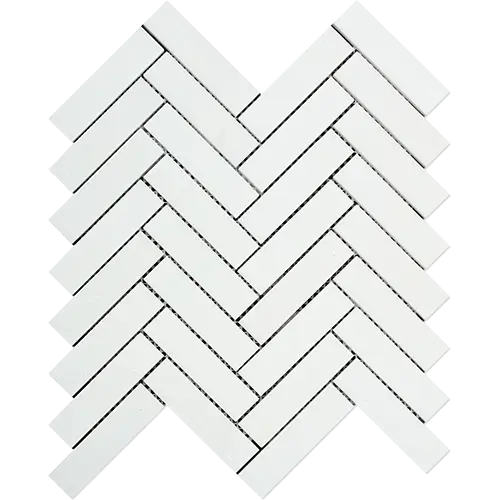 Thassos White 1" x 4" Herringbone