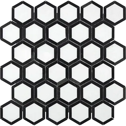 Thassos White 2" Vortex Hex w/ Black