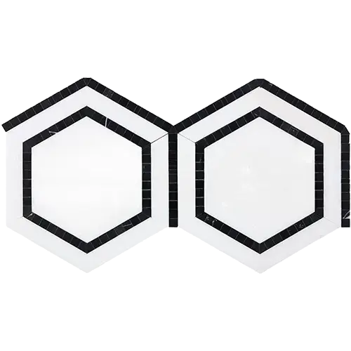 Thassos White 5" Hex w/ Black