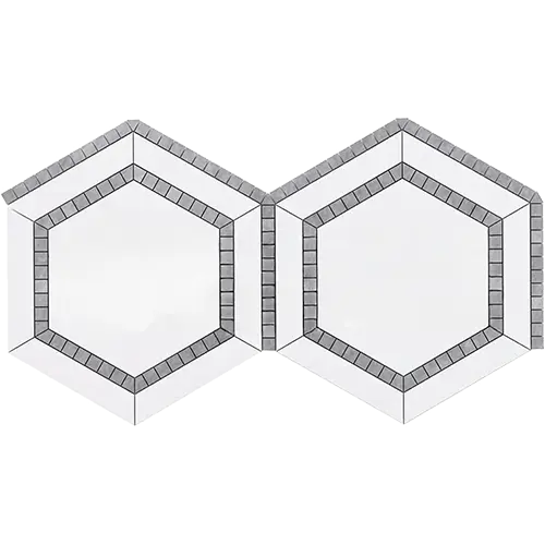 Thassos White 5" Hex w/ Blue-Gray