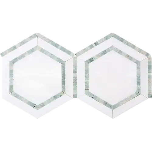 Thassos White 5" Hex w/ Ming Green