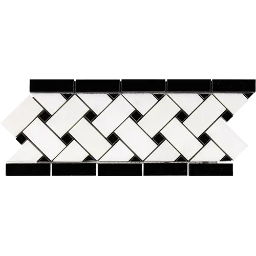 Thassos White Basketweave Border w/ Black