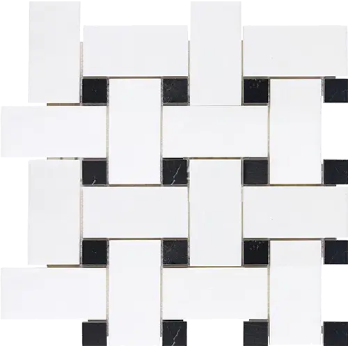 Thassos White Basketweave w/ Black Large