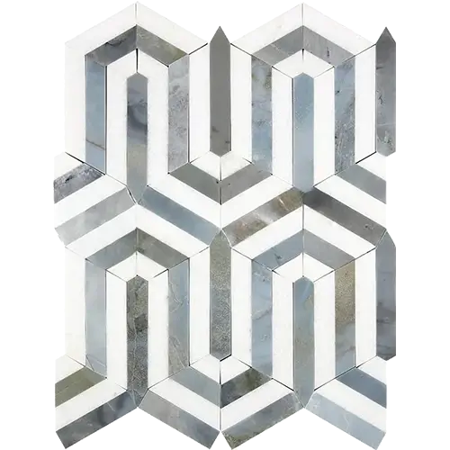 Thassos White Berlinetta Design w/ Blue-Gray