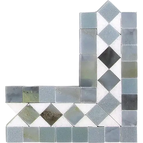 Thassos White BIAS Border Corner w/ Blue-Gray