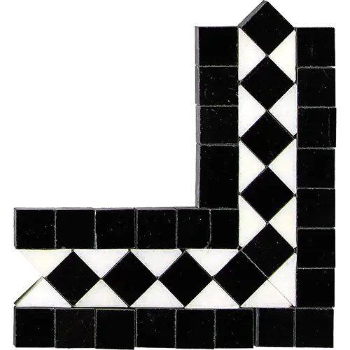 Thassos White BIAS Border Corner w/ Black