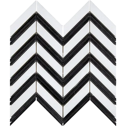 Thassos White Chevron Large w/ Black