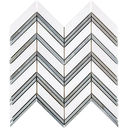 Thassos White Chevron Large w/ Blue-Gray