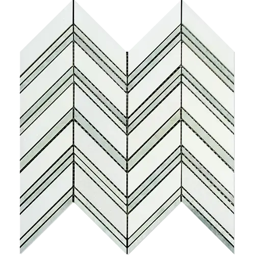 Thassos White Chevron Large w/ Ming-Green