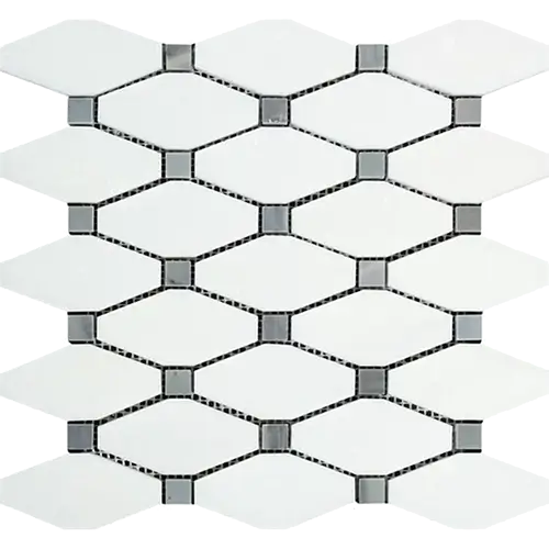 Thassos White Elongated Octagon w/ Blue-Gray