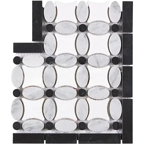 Thassos White Florida Flower Border Corner Black