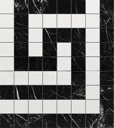Thassos White Greek Key Border Corner w/ Black