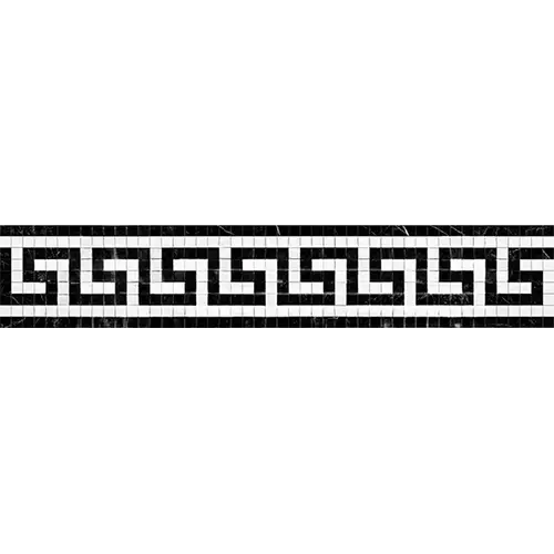Thassos White Greek Key Border w/ Black