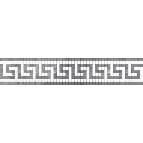 Thassos White Greek Key Border w/ Blue-Gray