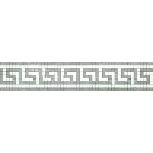 Thassos White Greek Key Border w/ Ming Green