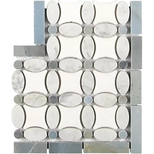 Thassos White Florida Flower Border Corner Blue-Gray
