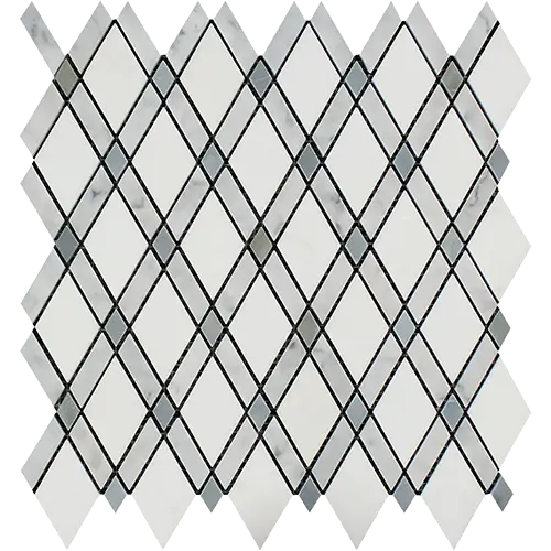 Thassos White Lattice Thassos White + Blue Gray