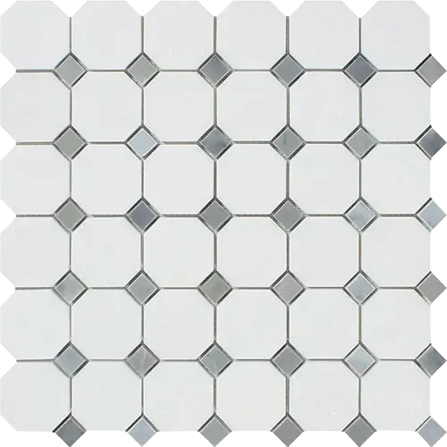 Thassos White Octagon w/ Blue-Gray