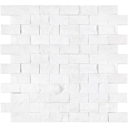 Thassos White Split-faced 1" x 2" Brick