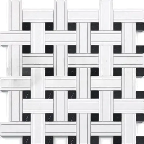 Thassos White Triple Weave w/ Black Dots