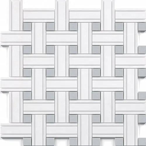 Thassos White Triple Weave w/ Blue-Gray Dots
