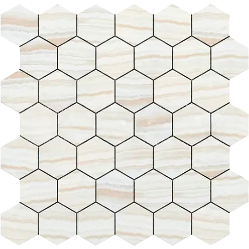 White Vanilla Polished Cross-cut / Straight-Edged 2" Hex