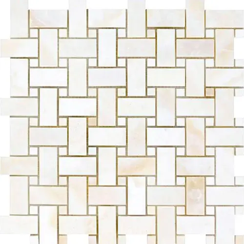 White Vanilla Polished Cross-cut / Straight-Edged Basketweave