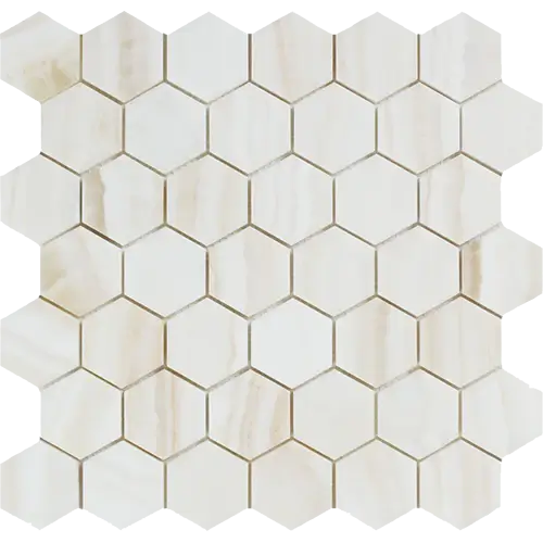 White Vanilla Polished Vein-cut / Straight-Edged 2" Hex