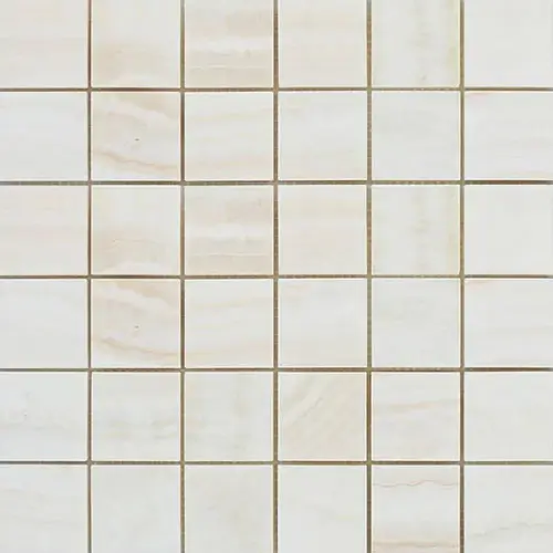 White Vanilla Polished Vein-cut / Straight-Edged 2" x 2" Mosaic