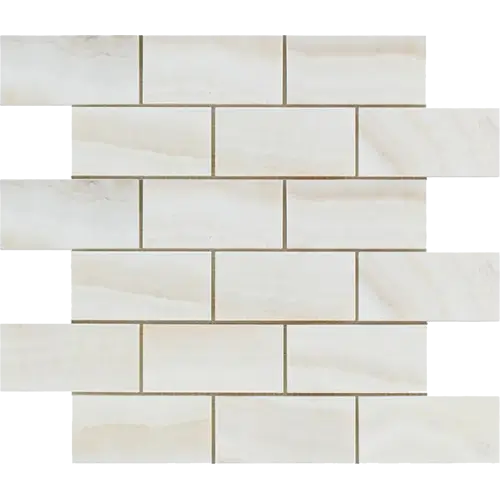 White Vanilla Polished Vein-cut / Straight-Edged 2" x 4" Brick