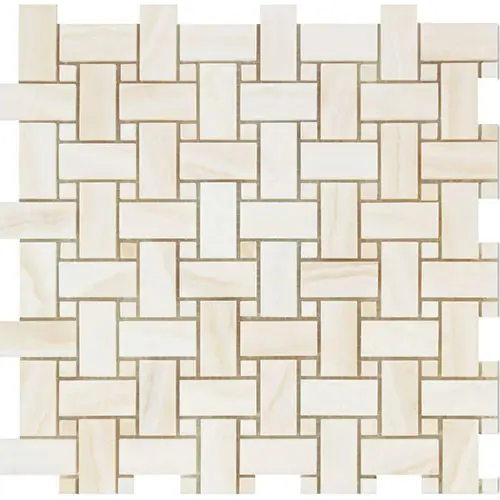 White Vanilla Polished Vein-cut / Straight-Edged Basketweave