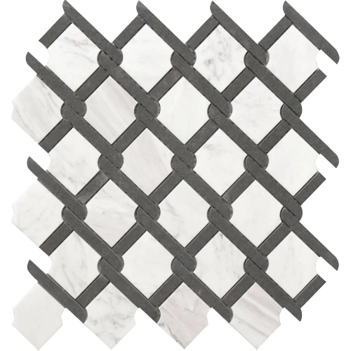 Rockart Black & White Medallion 12" x 12" Marble Mosaic